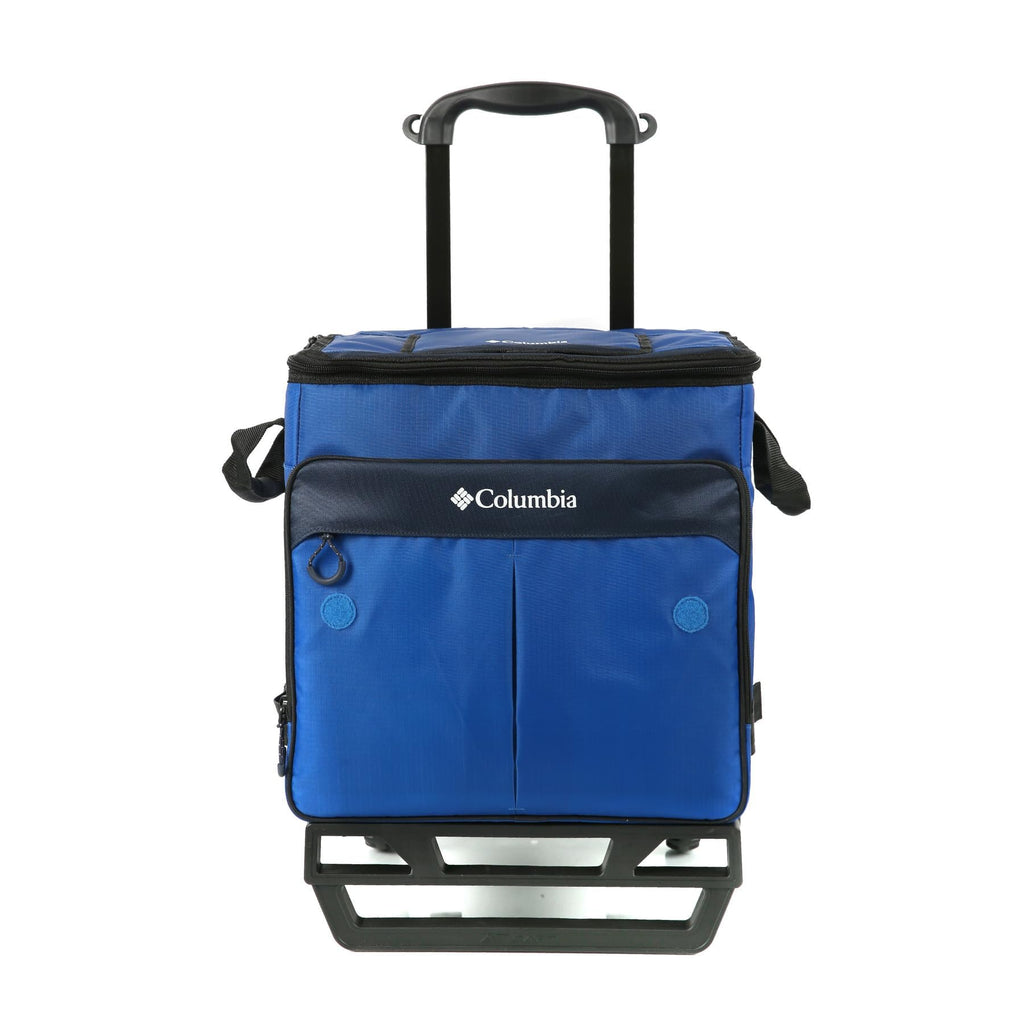Columbia Crater Peak Wheeled Cooler - 50 Can Rolling Cooler - Blue Collapsible Cooler With Super Foam Insulation And Foldable Al