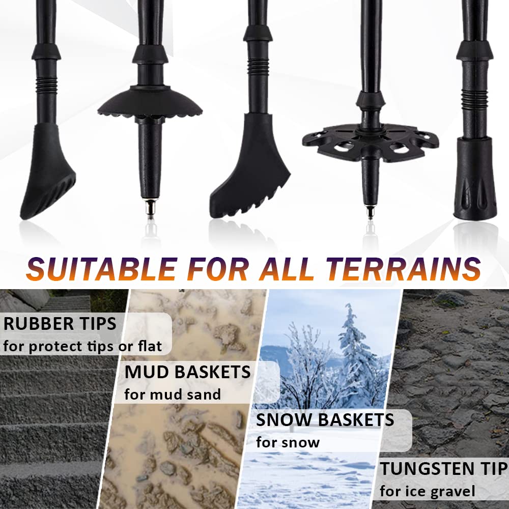 Carbon Fiber Trekking Poles -Ayamaya Collapsible Lightweight Hiking Walking Sticks With Natural Cork Grips, Quick Locks 4 Season