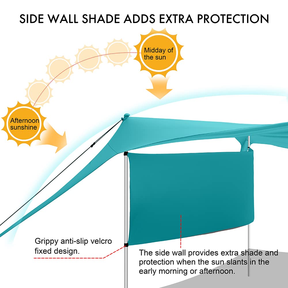 Beach Canopy Tent Shade With Sidewalls 10X10Ft, 6.6Ft Tall, Upf50+ Sun Shelter, Windproof & Water Resistant, Includes Guylines S