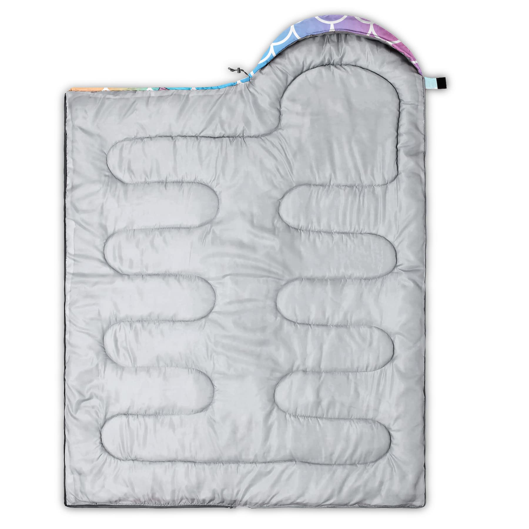 Qoomo Mermaid Printed Camping Sleeping Bags,3 Season Warm & Cool Weather,Lightweight,Waterproof Sleeping Bags For Adults & Kids,