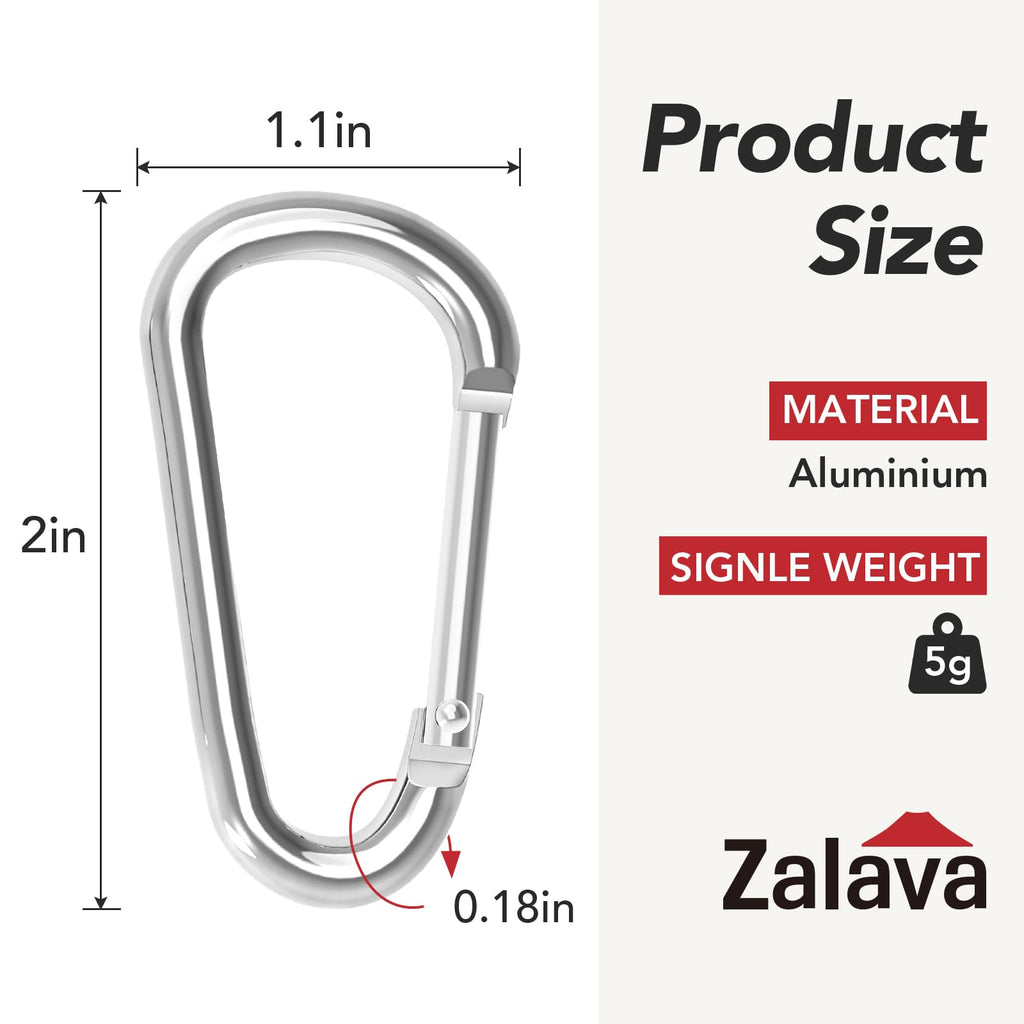 Zalava 24Pc Aluminum Carabiner Clip D Ring, 24Pc Keychain Clips Spring Snap Hook,Small Carabiners Set For Outdoor Camping Fishin
