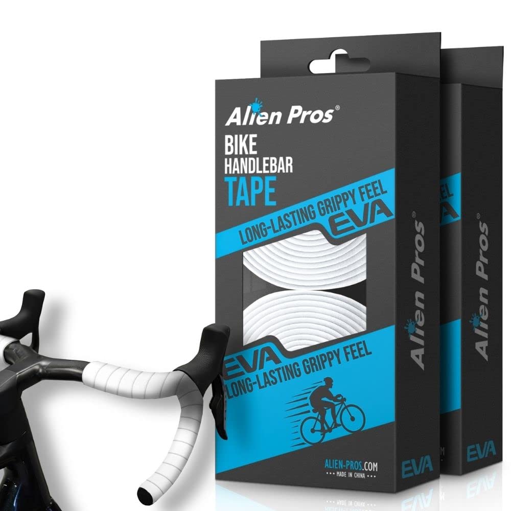 Alien Pros Bike Handlebar Tape Eva (Set Of 4) White - Enhance Your Bike Grip With These Bicycle Handle Bar Tape - Wrap Your Bike