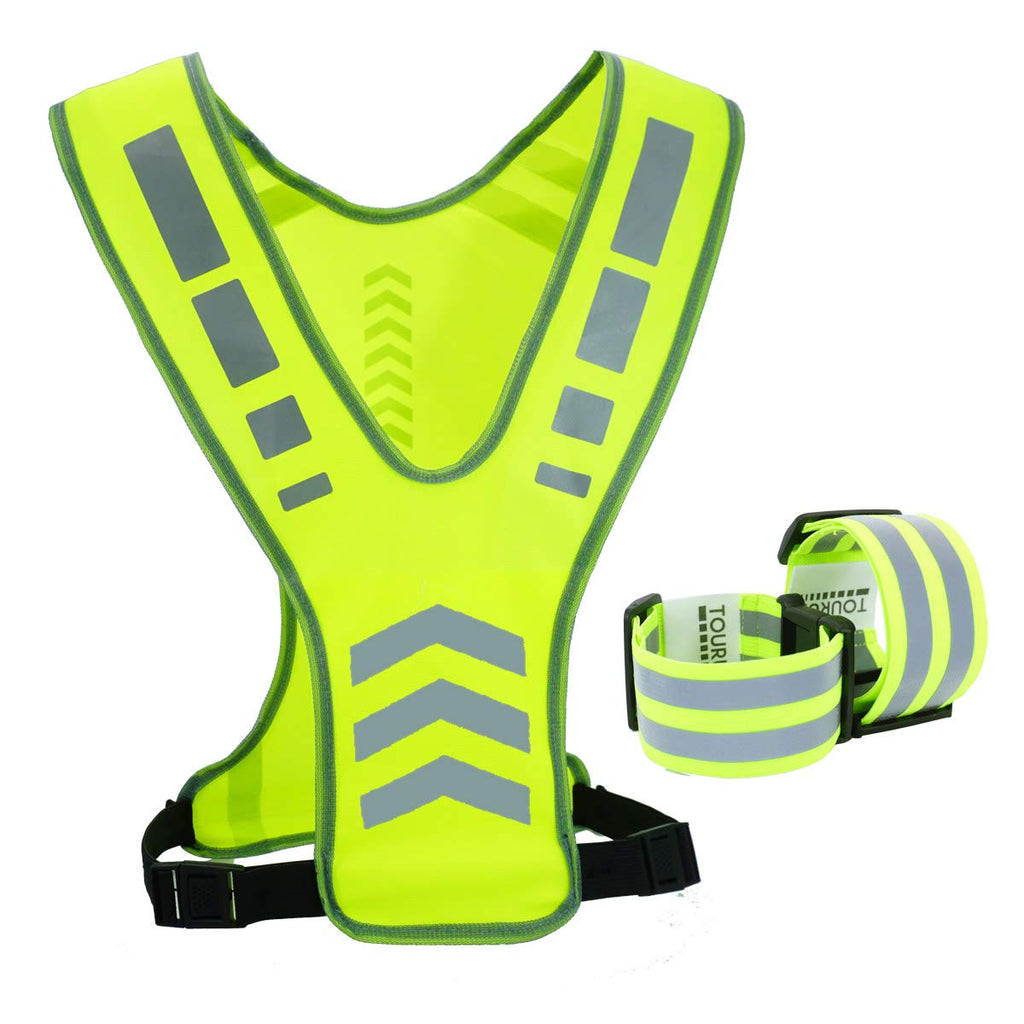 Tourun Reflective Running Vest Gear With Pocket For Women Men Kids, Safety Reflective Vest Bands For Night Cycling Walking Bicyc