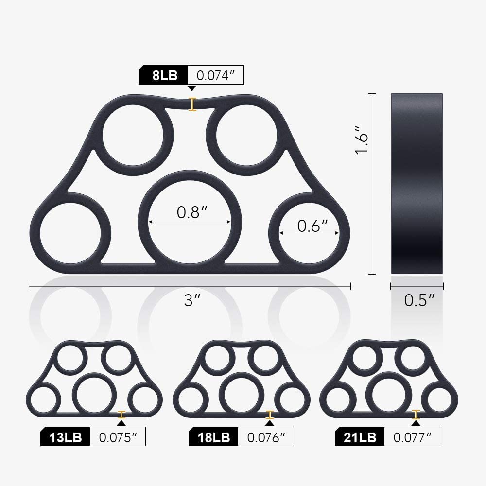 (4 Pack) Hand Grip Strengthener Trainer Kit Forearm Therapy Workout Grip Grip Ring, Finger Exerciser, Hand Exerciser & Stress Re