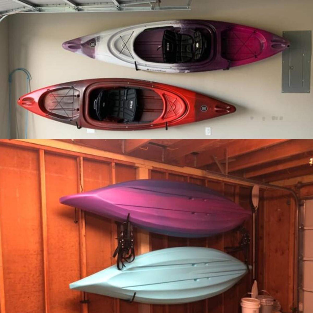 Whrsinlor Kayak Heavy Duty Storage Hooks, 15Inch Jumbo Arm Wall Mounted Canoe Storage Hanger 6 Pack Utility Organizer For Paddle