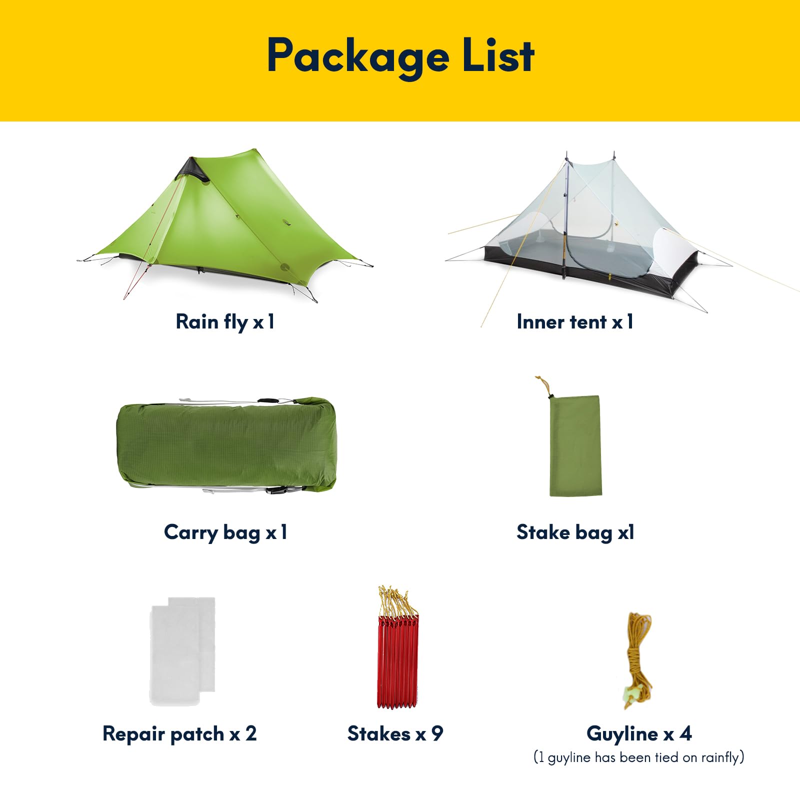 Lanshan Ultralight Tent 3-Season Waterproof Backpacking Tent For 2 Person Camping, Climbing, Hiking, Travelling, Mountaineering,