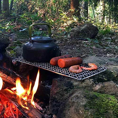 Rayeeley 2-Pack Stainless Steel Mesh Camping Grill, Bushcraft Grills Backpacker Barbecue Grills, Campfire Cooking Bbq Grate, Hig