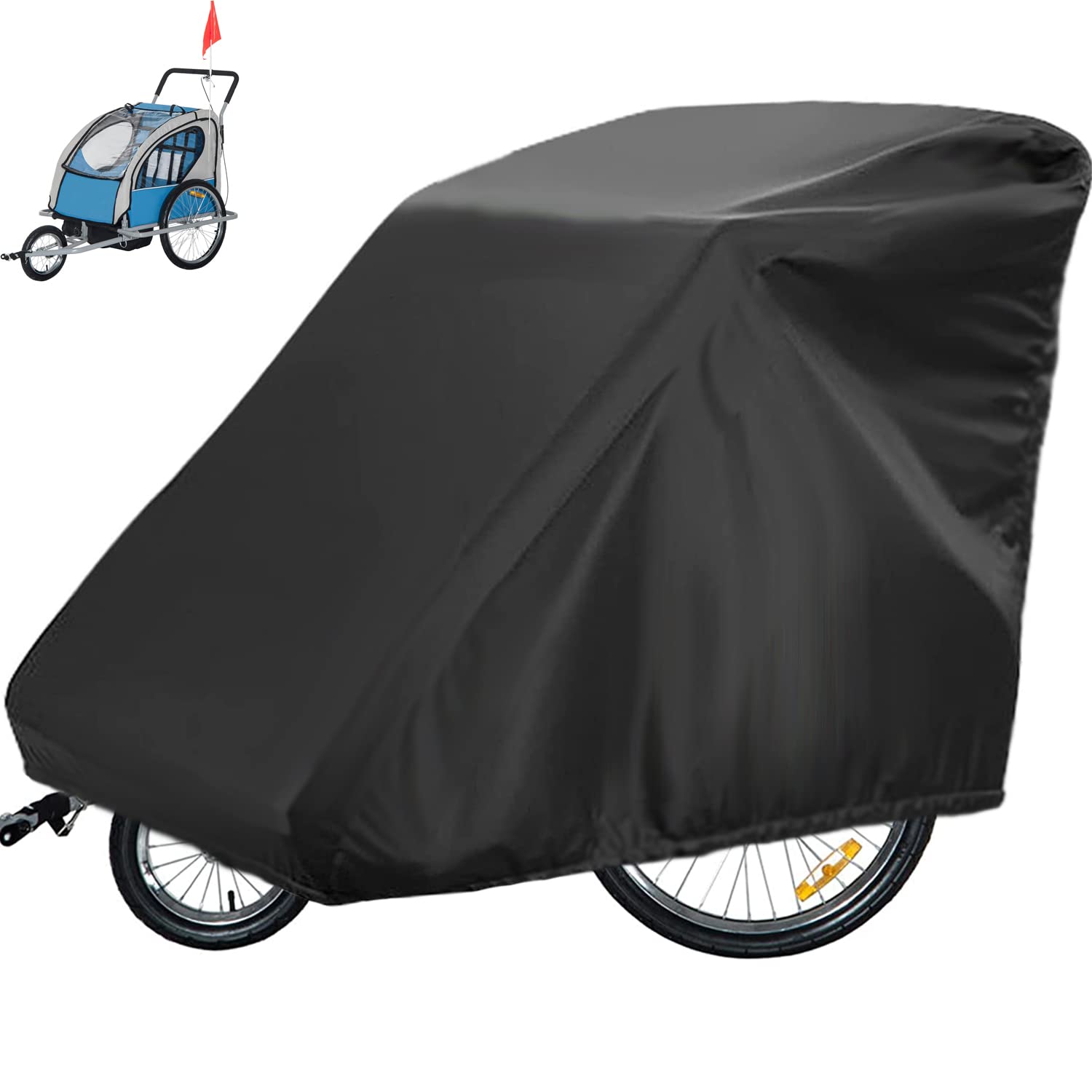 Sqodok Bicycle Trailer Cover, Waterproof Bike Trailer Storage Cover 420D Oxford Material With Pu Coating, Kid'S Pet Bike Trailer