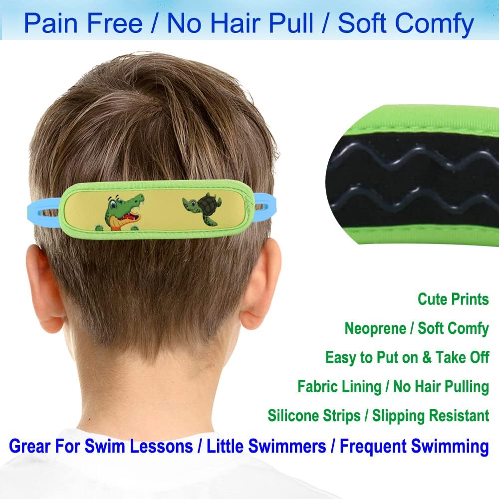 Ruigao Kids Swim Goggles Age 2-6, Toddler Goggles No Hair Pull,Child Goggles Padded Headband (1Pk Kids - Yellow Croc)