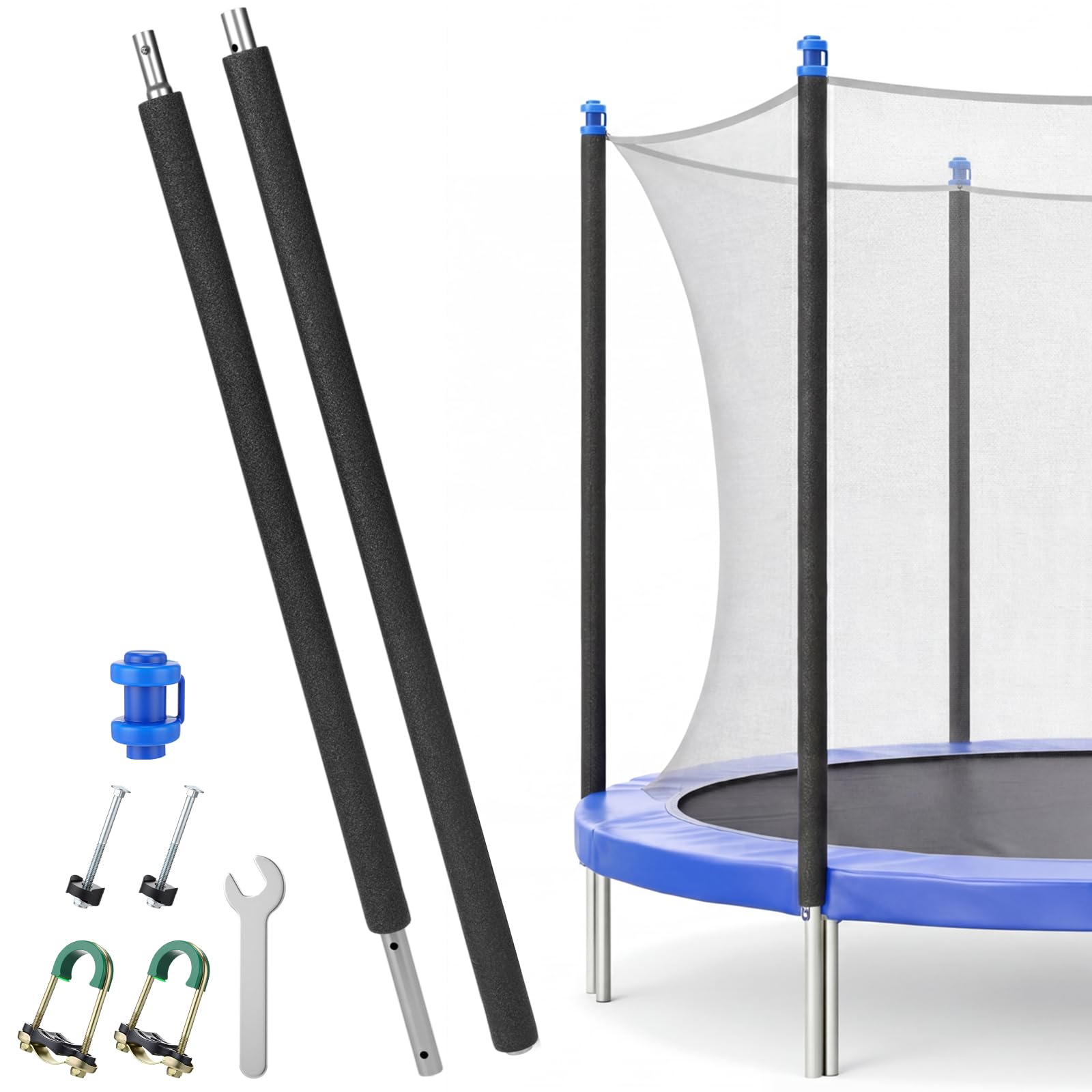Otoolling 1 Set Trampoline Poles Replacement Lower and Upper Replacement Poles Universal Trampoline Enclosure Accessories with S
