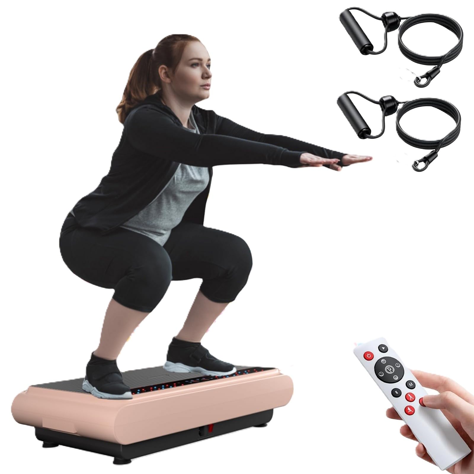 Natini Vibration Plate Exercise Machine - Whole Body Vibration Platform Machine with Pilates Bar Resistance Bands for Home Fitne