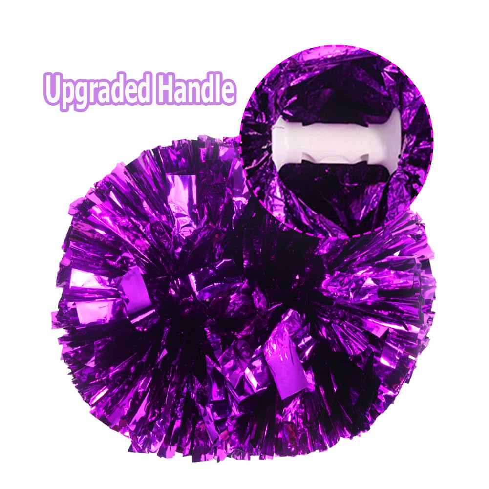 Hooshing 2Pcs Purple Pom Poms Cheerleading With Baton Handle Cheering For Girls Team Spirit Sports Dance Cheering