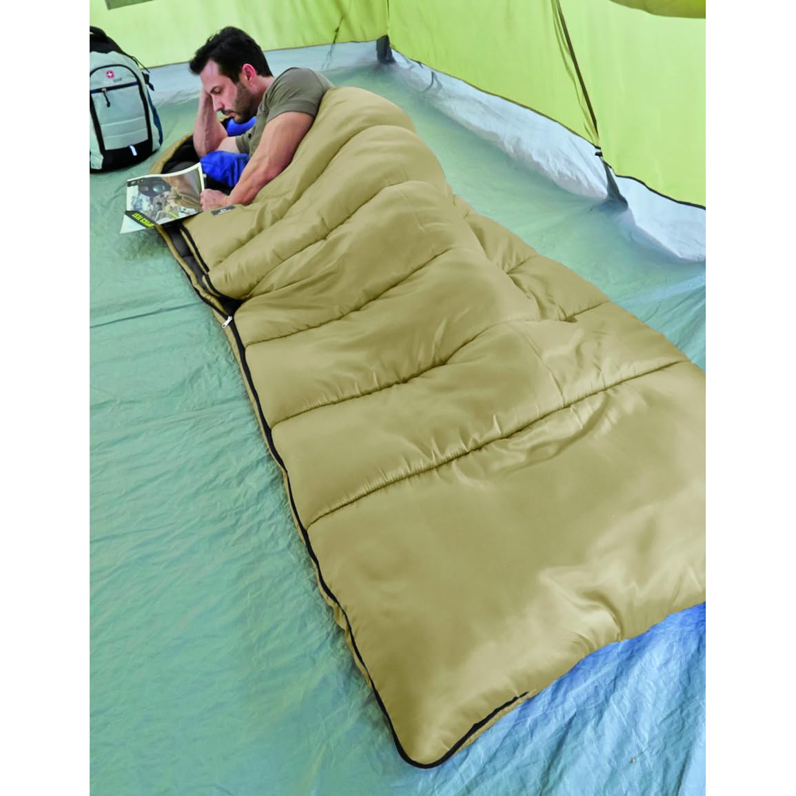 Guide Gear -15 Degree Fleece Lined Sleeping Bag For Adults And Kids Warm Winter Cold Weather Lightweight Portable For Camping, B