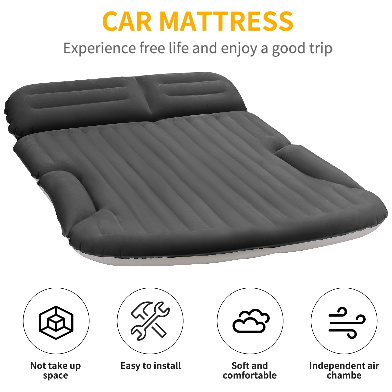 Kmz Suv Air Mattress Thickened And Double-Sided Flocking Travel Camping Bed With 2 Pillows & Electric Pump Dedicated Mobile Cush