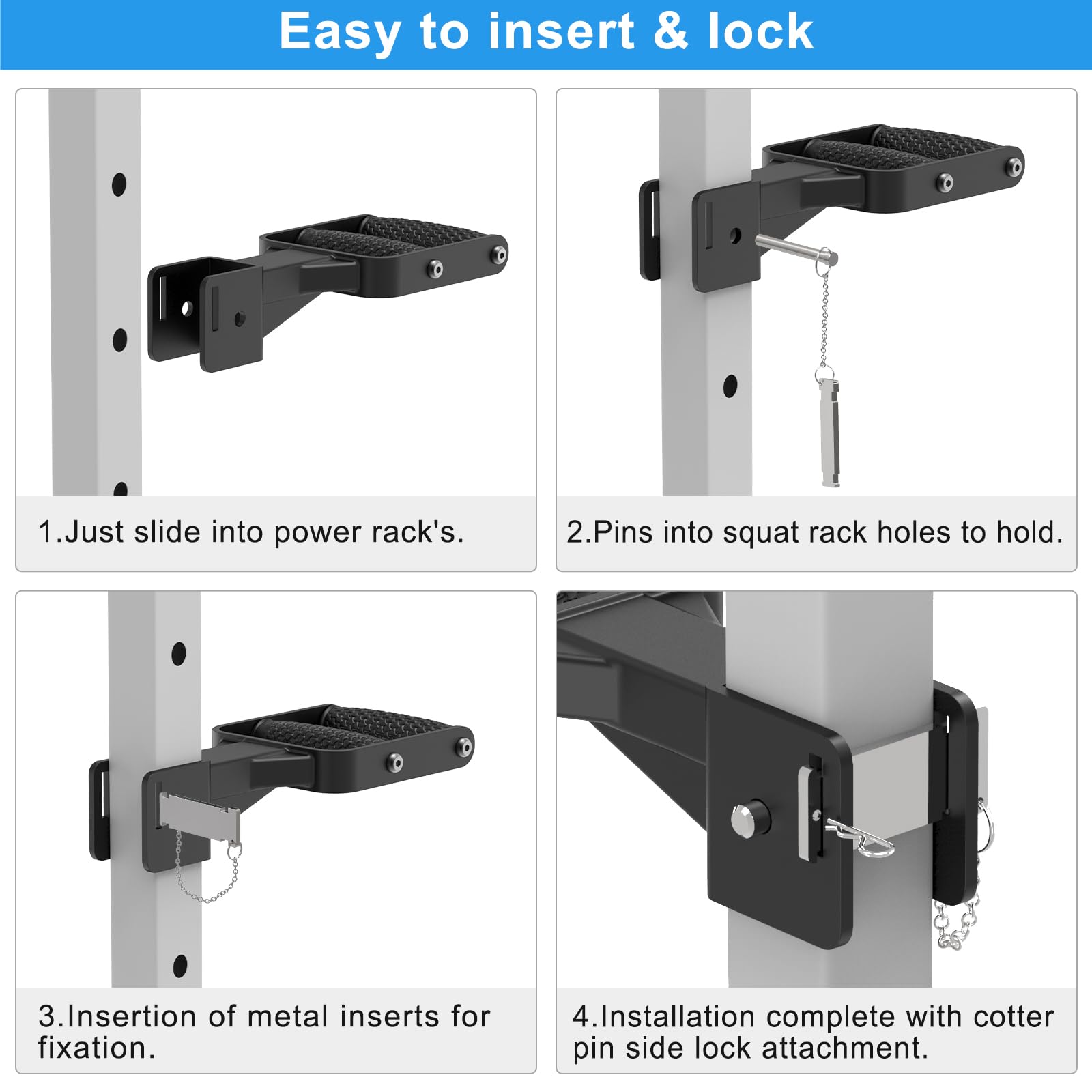 Kipika Muti-Grip Dip Bars Attachment For 2'' X 2'' Power Rack, Wide & Narrow Grip Handles Squat Rack Dip Accessories For Home Gy