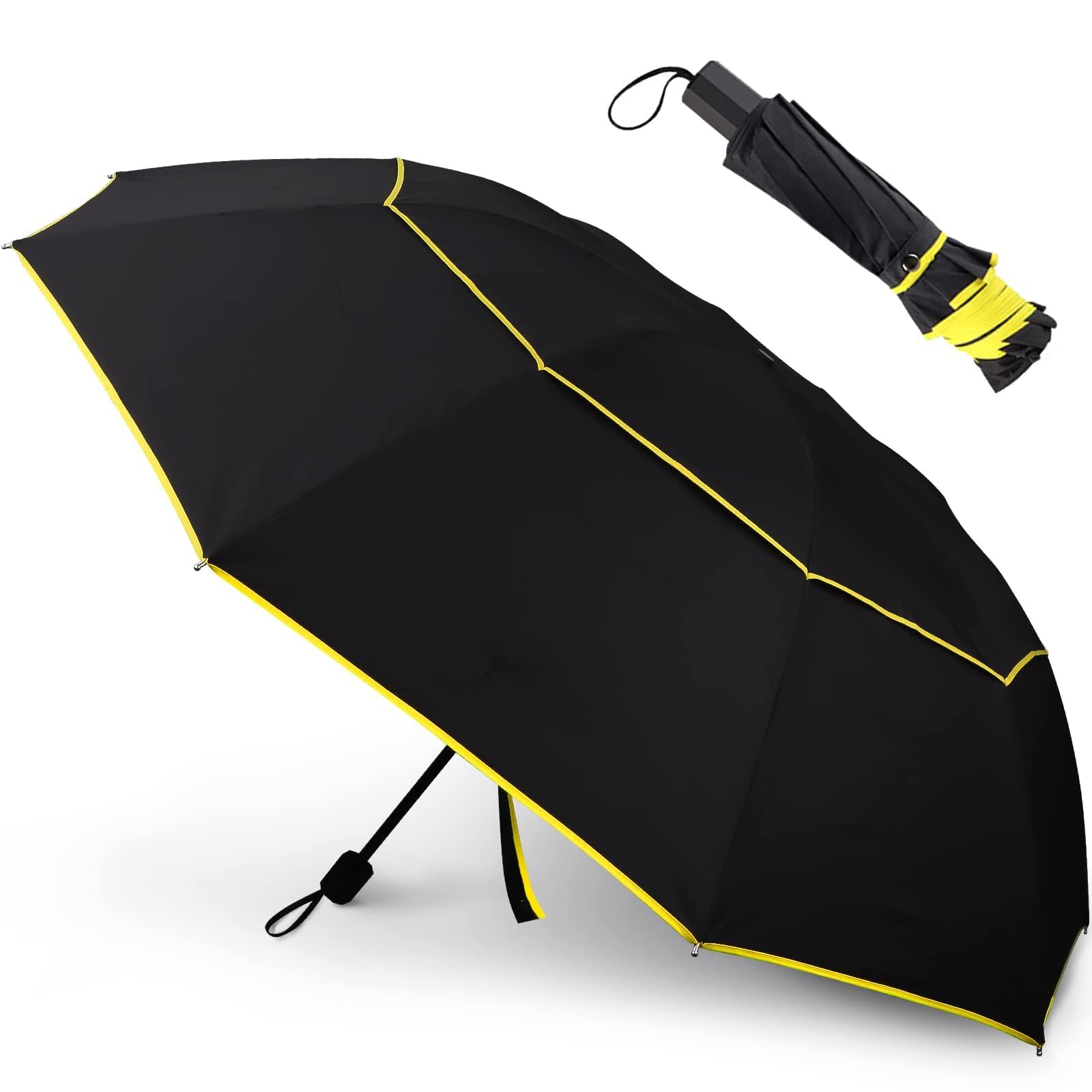 Kalolary 62 Inch Extra Oversize Large Compact Golf Umbrella,Double Canopy Vented Windproof Waterproof Stick Umbrellas For Women