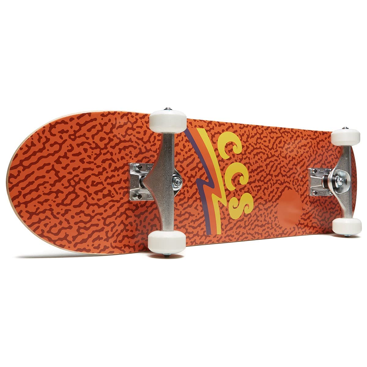 [Ccs] Wavy Times Skateboard Complete Orange 8.25'' - Maple Wood - Professional Grade - Fully Assembled With Skate Tool And Stick