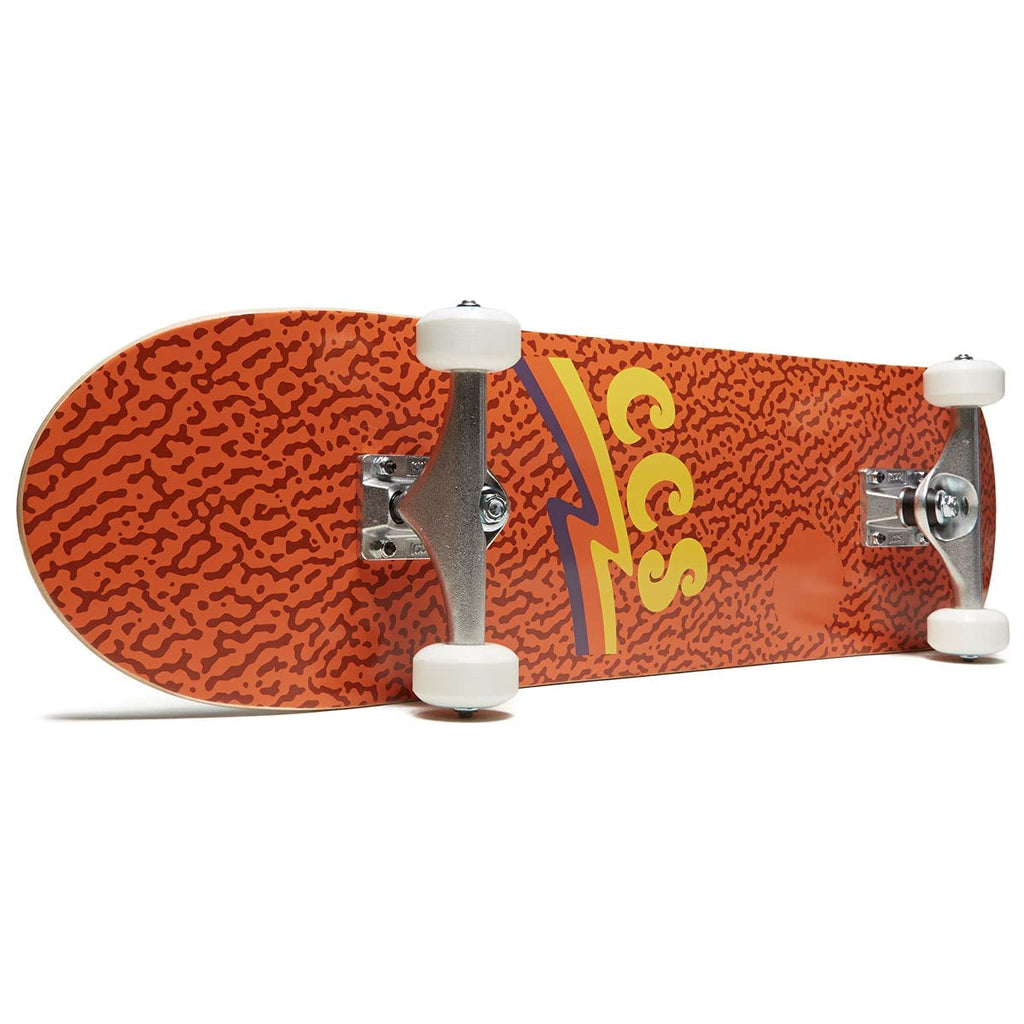 [Ccs] Wavy Times Skateboard Complete Orange 7.75'' - Maple Wood - Professional Grade - Fully Assembled With Skate Tool And Stick