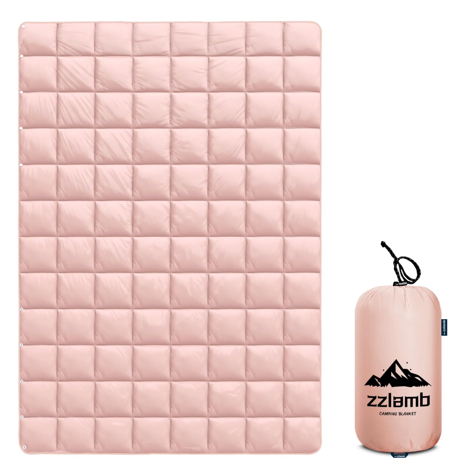 Zzlamb Cherry Pink Basic Water-Repellent Down Alternative Camping Blanket For Adults, Compact Lightweight Soft Puffy Blanket, Wa