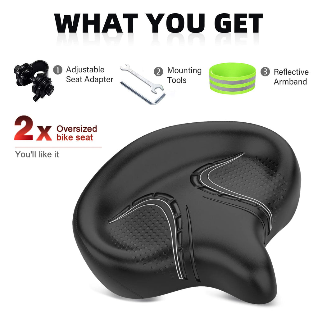 Bluewind Oversized Bike Seat, Wide Bicycle Saddle Novel Backrest Design For Electric Bike, Universal Fit Exercise Bike Or Road S