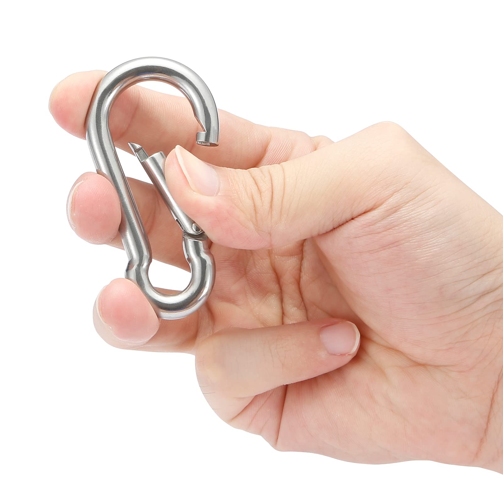Sprookber Stainless Steel Spring Snap Hook Carabiner - 304 Stainless Steel Caribeener Clips, Set Of 6