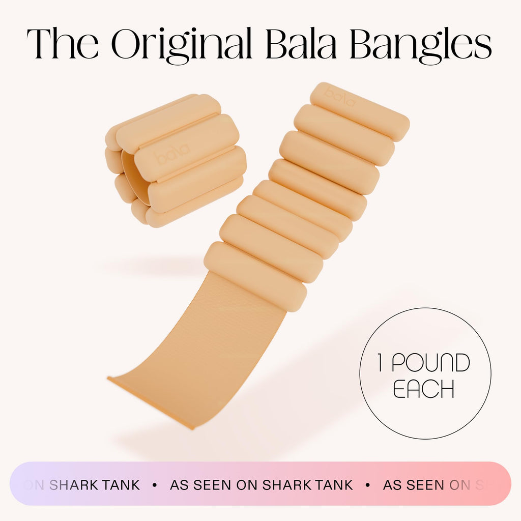 Bala Bangles Wrist & Ankle Weights for Women & Men (Sand) - 1 Pound Adjustable Silicone Weighted Bracelet Set for Gym, Yoga, Pil