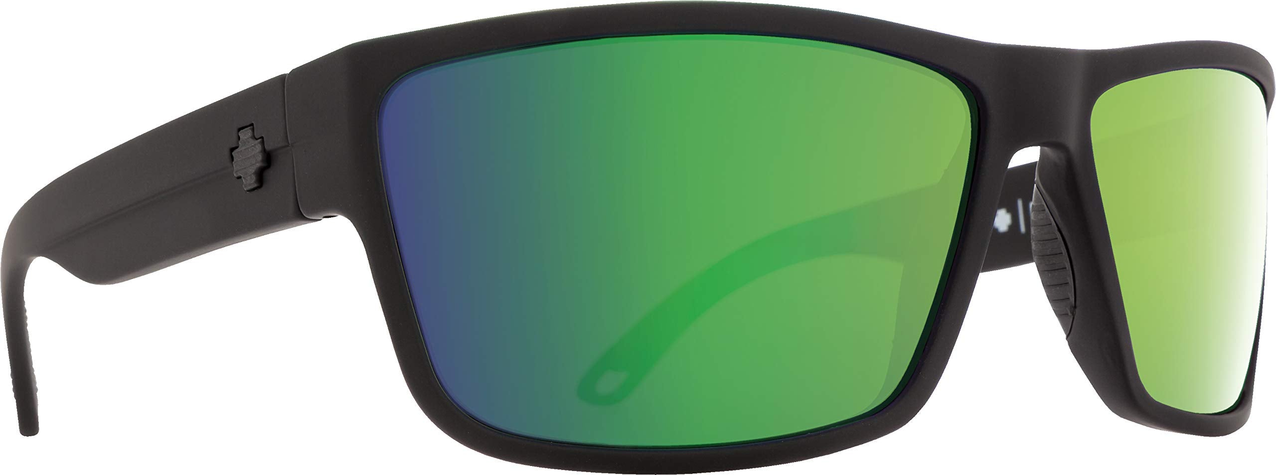 Spy Optic Rocky Flat Sunglasses, Soft Matte Black/Happy Bronze Polar/Green Spectra, 1.5 mm