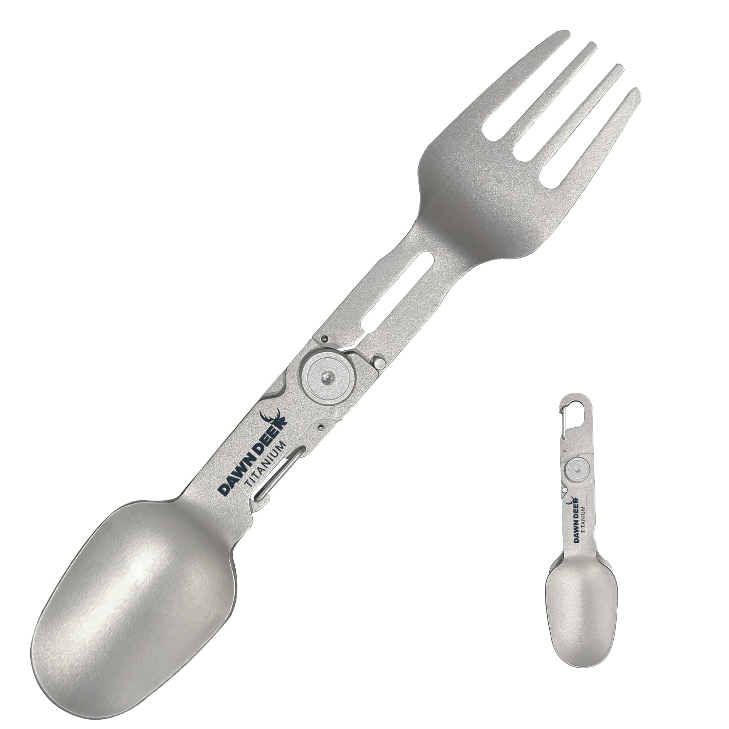 Dawn Deer Titanium Rotating Spork - 2-In-1 Folding Spoon And Fork For Camping, Hiking, Backpacking - Lightweight, Durable Travel