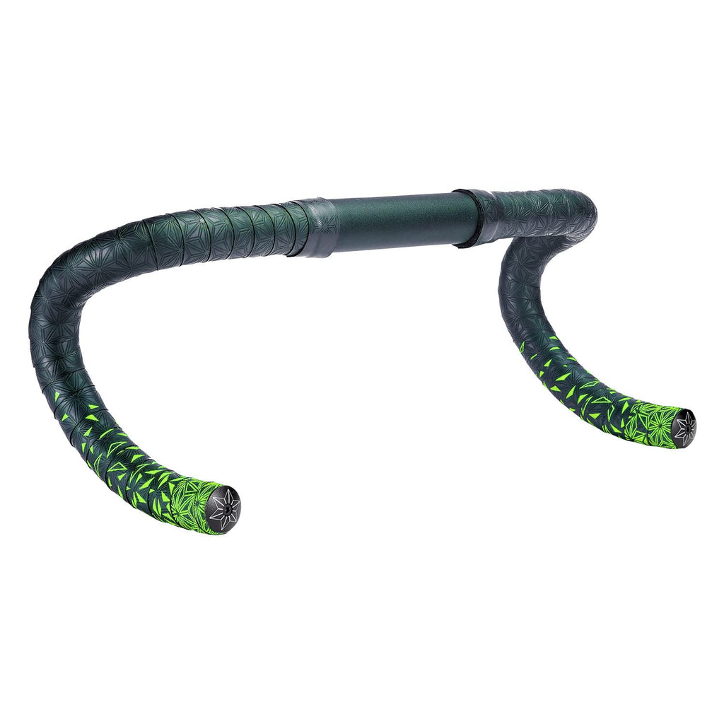Bicycle Bar Tape [Length 87.8 Inches (2200 Mm) X Width 1.2 Inches (30 Mm)] +Plugs - Super Sticky Kush Star Fade - Neon Yellow