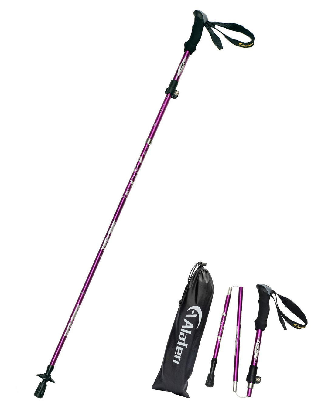 A Alafen Aluminum Collapsible Ultralight Travel Trekking Hiking Pole For Men And Women Purple