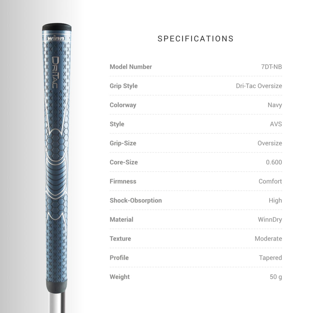 Winn Dri-Tac Midsize (+1/16 Inch) Navy Blue 13 Piece Golf Grip Bundle (