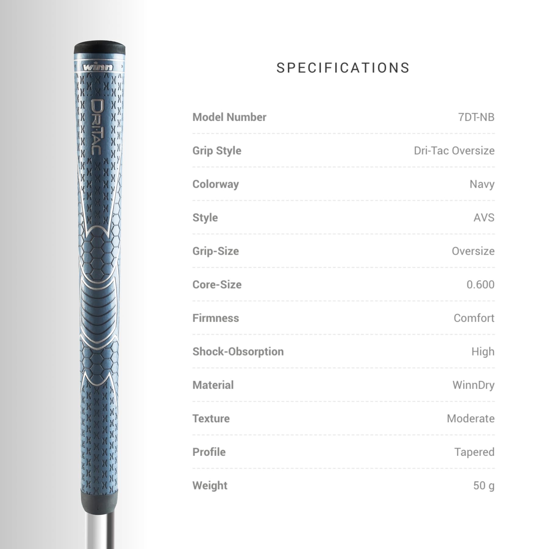 Winn Dri-Tac Midsize (+1/16 Inch) Navy Blue 13 Piece Golf Grip Bundle (