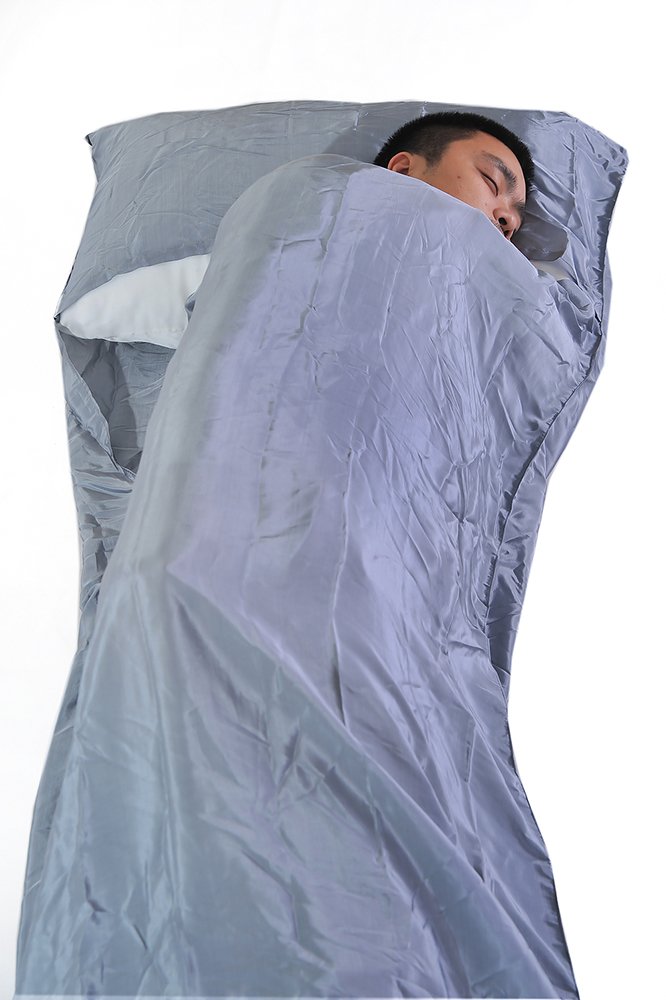 Marycrafts 100% Pure Mulberry Silk Single Sleeping Bag Liner Travel Sheet 83''X33'' Silver