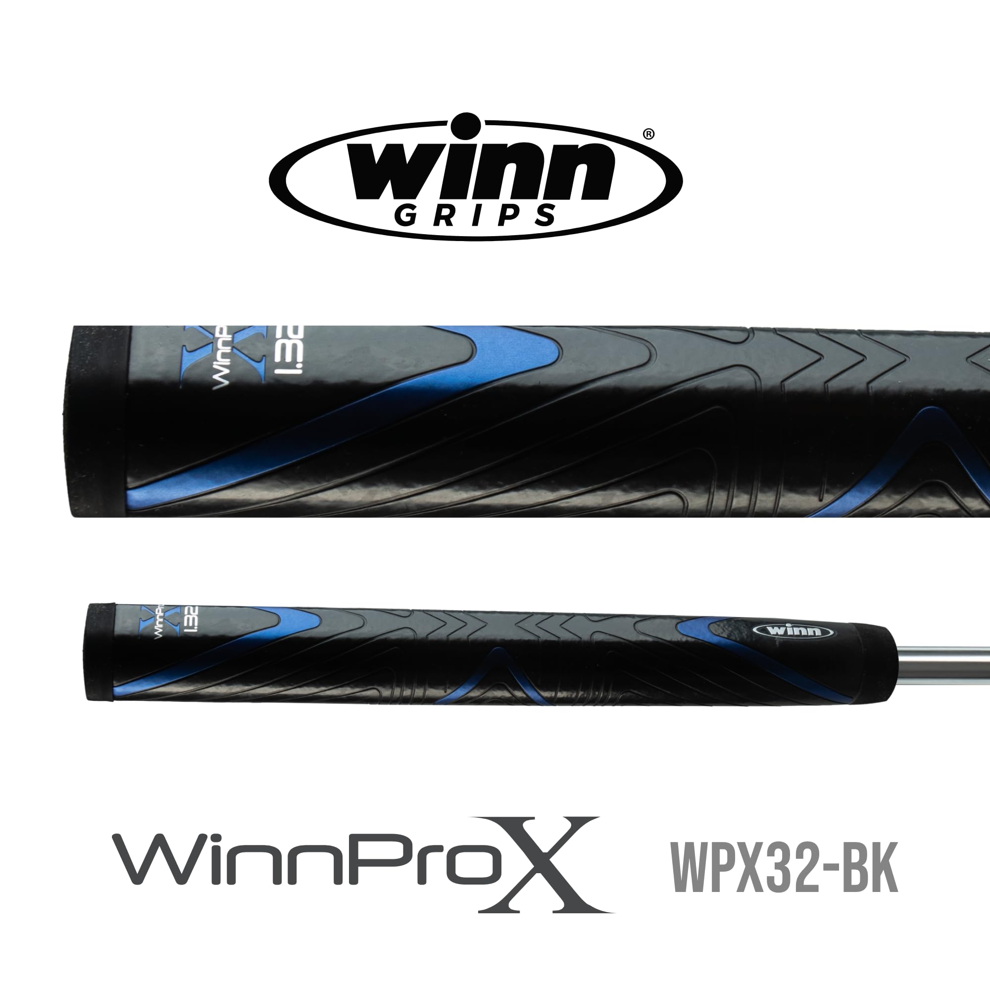 Winn Pro X 1.32 Putter Grip (Jumbo, Black/Blue)