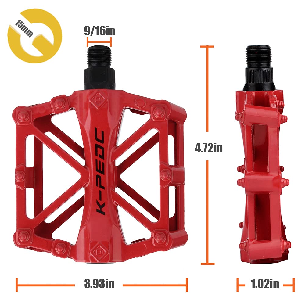Boruizhen Aluminium Cnc Bike Platform Pedals Lightweight Road Cycling Bicycle Pedals For Mtb Bmx (Red)