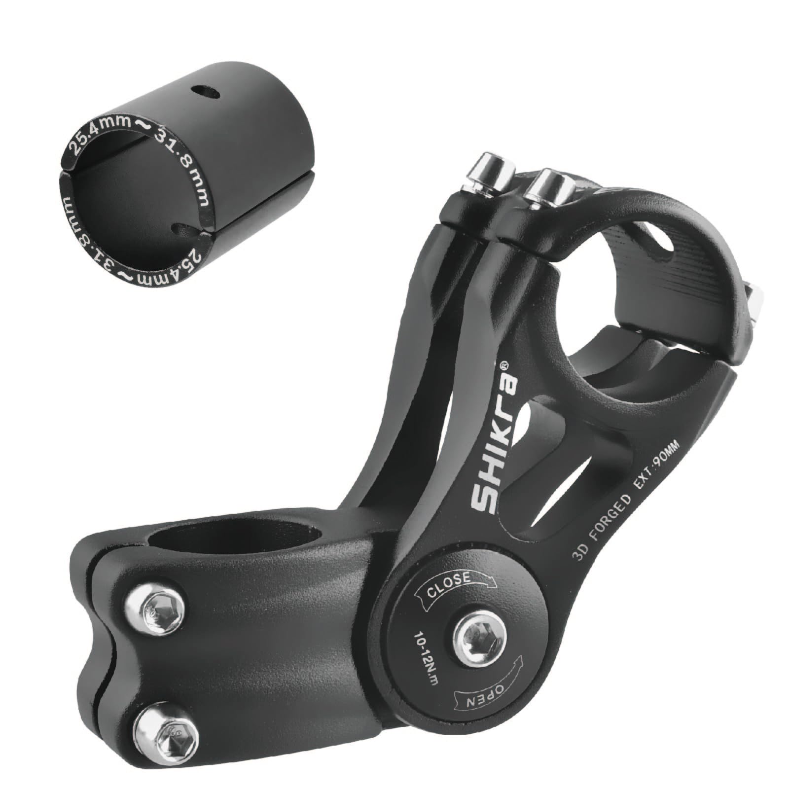 Yapjeb Bike Stem 25.4 90Mm 85 Degree Adjustable Bike Stem Mountain Bike Stem Short Handlebar Stem Riser For Bicycle, Road Bike,