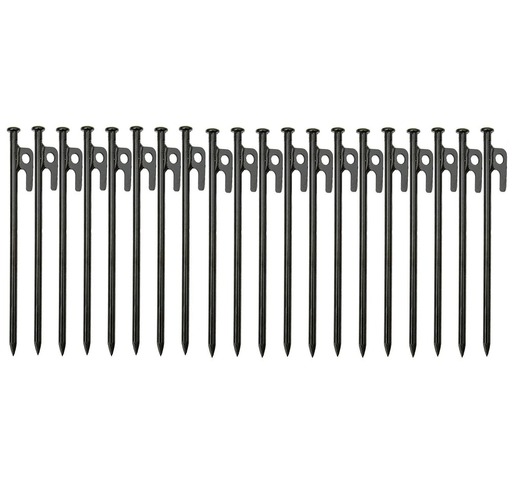 Bimiti 20 Pack Tent Stakes Heavy Duty 16 Inch Forged Steel Solid Tent Pegs Metal Ground Camping Stakes For Camping Unbreakable A