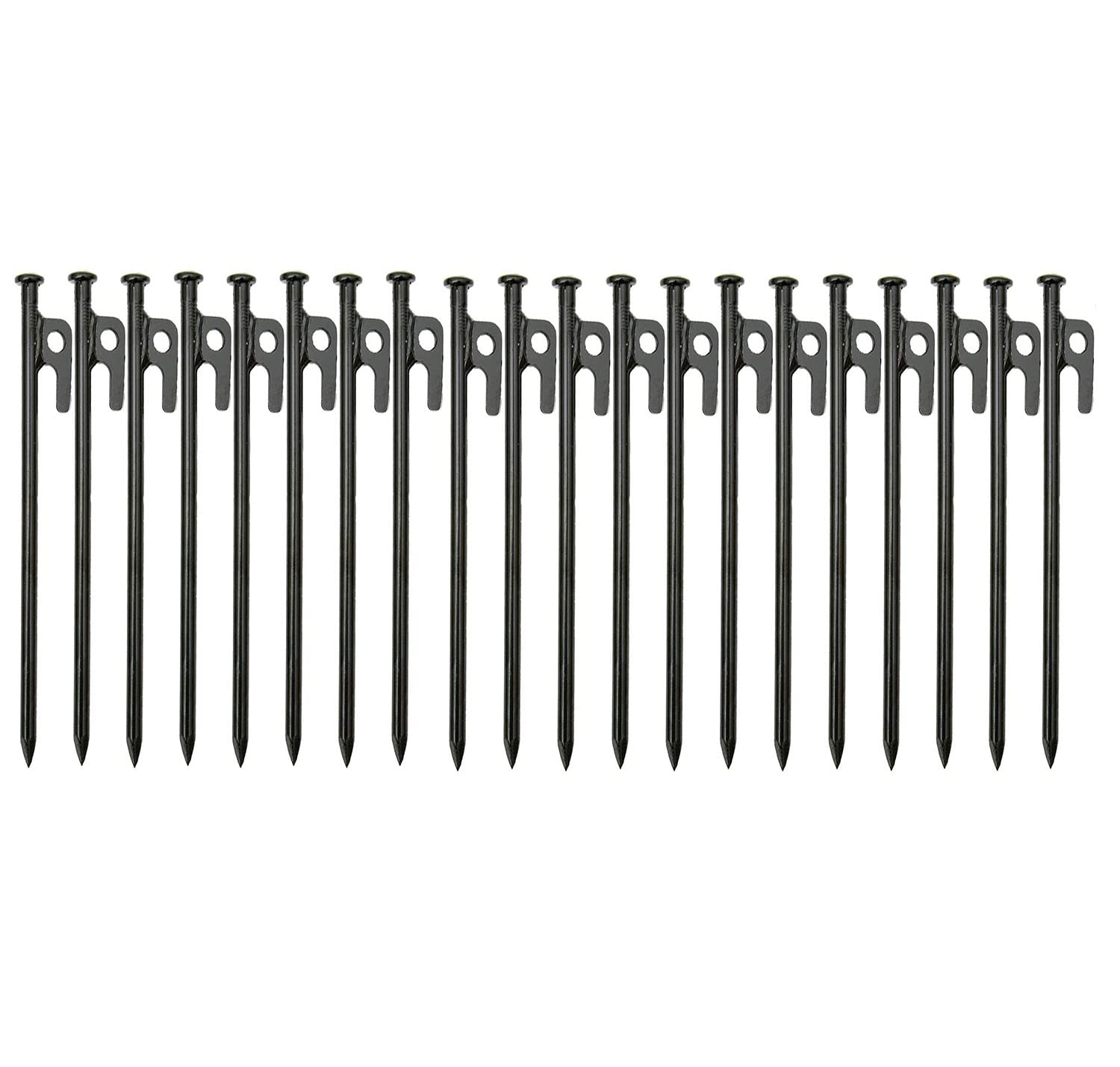 Bimiti 20 Pack Tent Stakes Heavy Duty 16 Inch Forged Steel Solid Tent Pegs Metal Ground Camping Stakes For Camping Unbreakable A