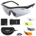 HUNTPAL Hunting Shooting Safety Glasses Goggles Set with 4 Interchangeable Lens, Universal Sports Adjustable Half Frame Rubber N