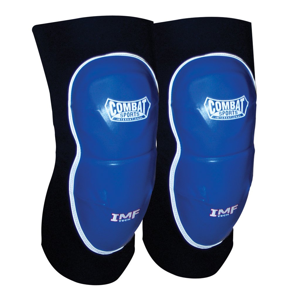 Combat Sports MMA Advanced IMF Tech Knee Pads - Injected Molded Foam, Leather Striking Surface, Neoprene Sleeve Support (Regular