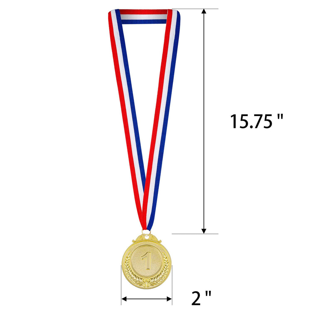 48 Pieces Award Medals 1St 2Nd 3Rd (Gold, Silver, Bronze) Metal Style Winner With Neck Ribbon, 2 Inches