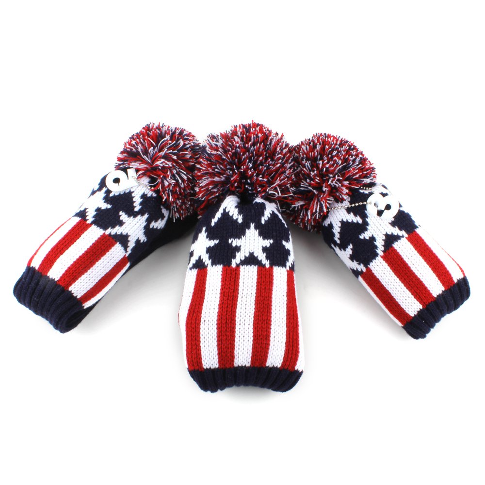 Craftsman Golf 3Pcs Black Star And Stripe Driver(460Cc) Fairway Wood Headcovers Covers
