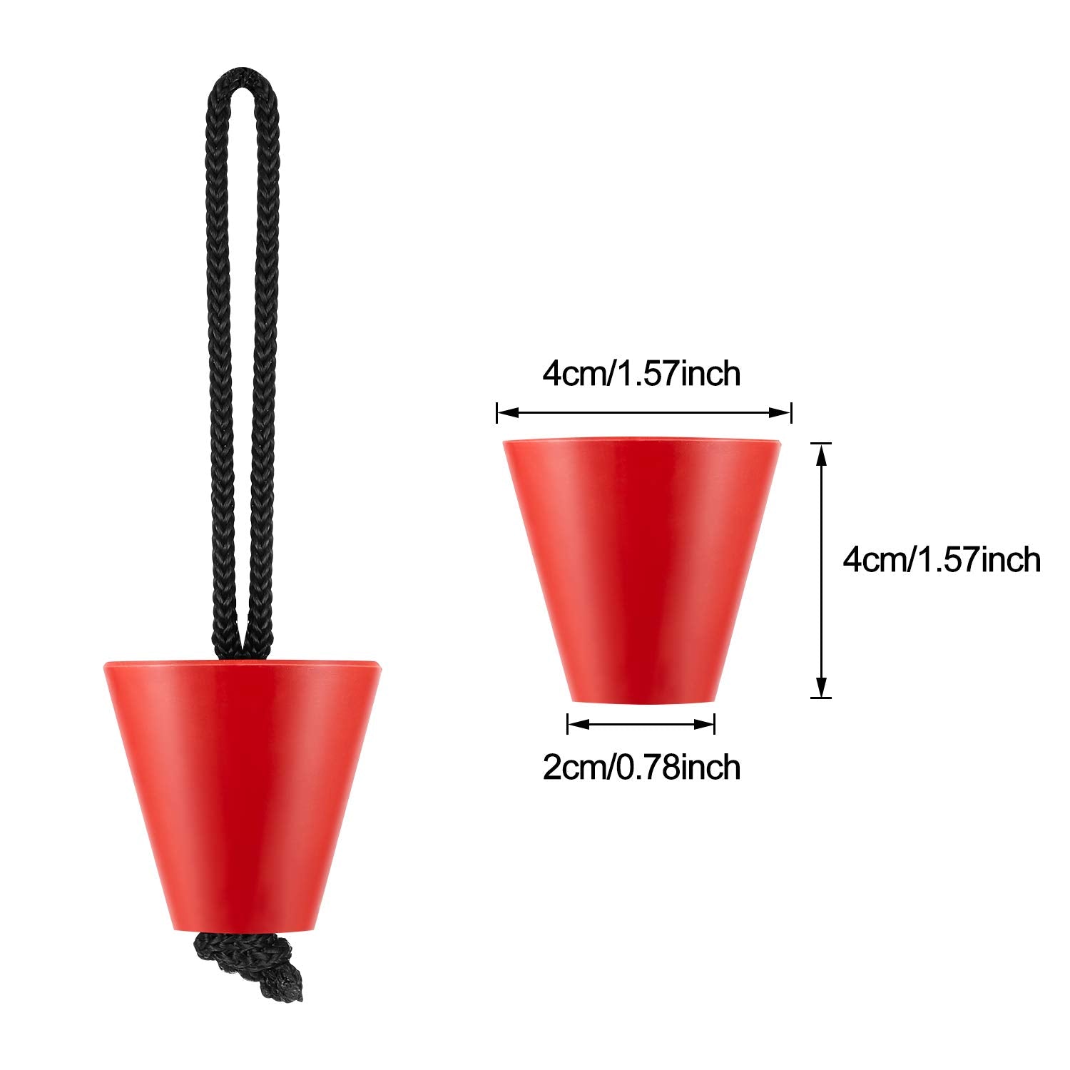 Sumind 8 Pieces Kayak Scupper Plug Silicone Scupper Plug Drain Holes Stopper Bung With Lanyard(Red)