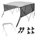 Vevor 4 Bow Bimini Top Boat Cover, Detachable Mesh Sidewalls, 600D Polyester Canopy With 1'' Aluminum Alloy Frame, Includes Stor