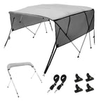 Vevor 4 Bow Bimini Top Boat Cover, Detachable Mesh Sidewalls, 600D Polyester Canopy With 1'' Aluminum Alloy Frame, Includes Stor