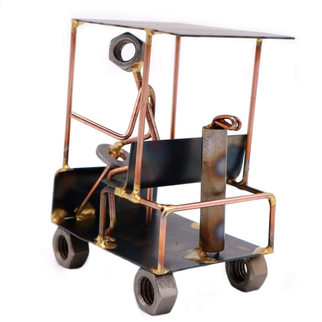 Golf Cart With Man Collectible Handmade Metal Art Figurine, Desk Accessories, Trophy, Boss Gift, Office D?Or, Business Professio