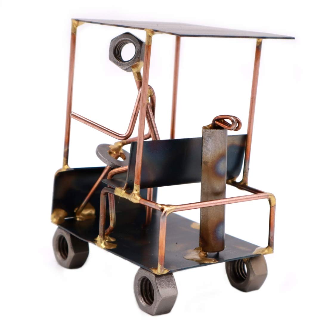 Golf Cart With Man Collectible Handmade Metal Art Figurine, Desk Accessories, Trophy, Boss Gift, Office D?Or, Business Professio