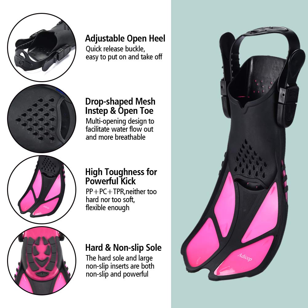 Adicop Kids Mask Fin Snorkel Set For 3-7 Years Old Boys And Girls With Panoramic Snorkel Mask Diving Goggles Dry Top Snorkel And