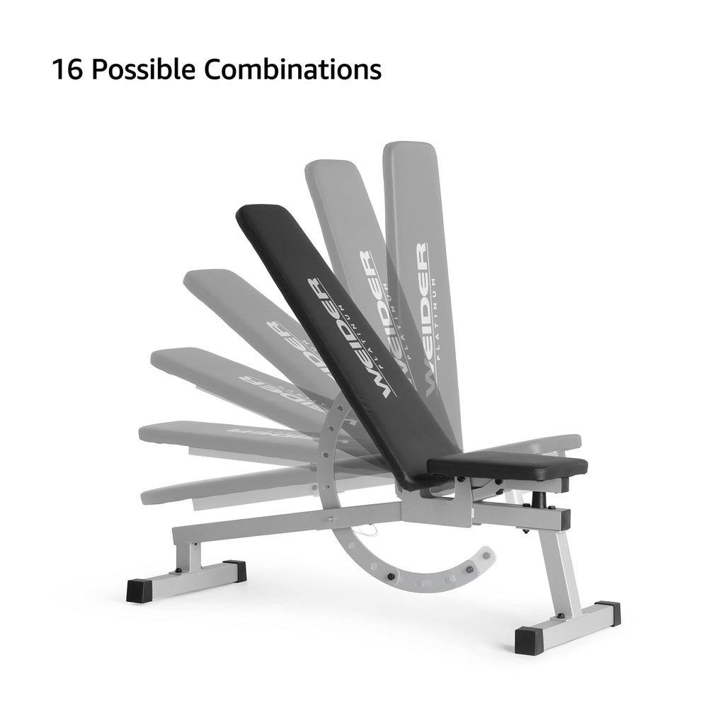 Weider Platinum Adjustable Bench With 16 Position Variations For Dumbbell And Body Weight Exercise