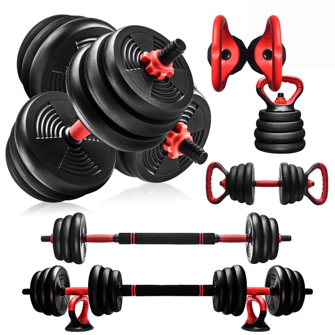 Burnlab 6 In 1 Multifunctional Weight Training Kit  Dumbbells, Kettlebells, Barbells & Push Up Brackets In 1 | Adjustable Weigh